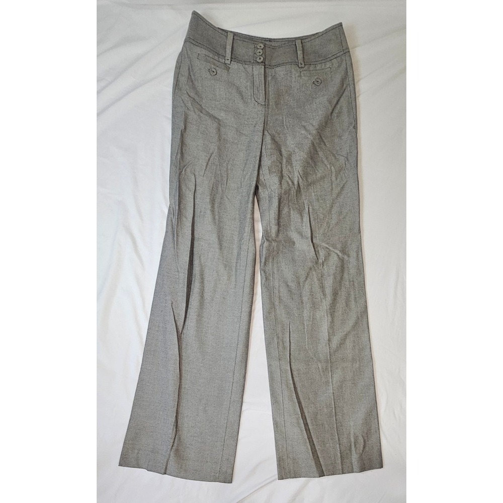 Ann Taylor Margo Wide Leg Trousers Black White Houndstooth Cotton Dress Pants 2